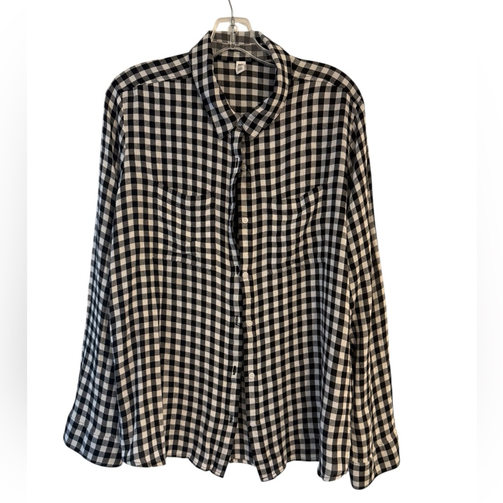 BP women’s button down Black and White Checkered Shirt size xxl